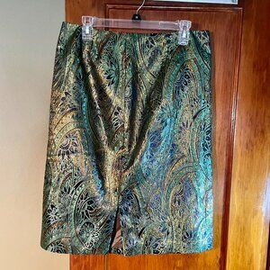 Chic Asian-Inspired Brocade Skirt | Blue Purple Gold